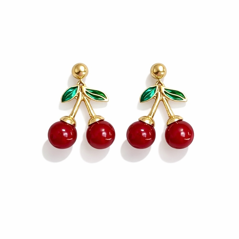 🌷 Cherry Gold and Red Earrings Transform